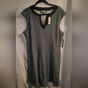 NWT NY&Co - 100% cotton dress. Cap sleeve. XL. Black & white. Transitional pc.